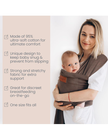 Fular Portabebés Algodón Premium Max&so Gris Tierra 3.6-15.9 kg
