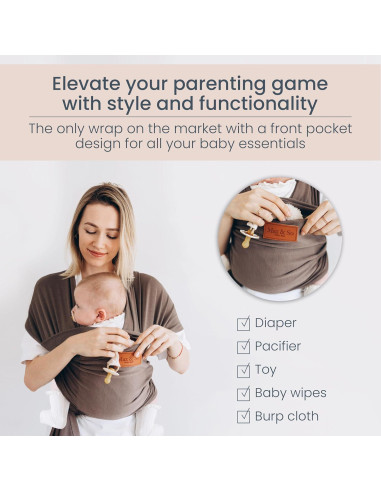Fular Portabebés Algodón Premium Max&so Gris Tierra 3.6-15.9 kg