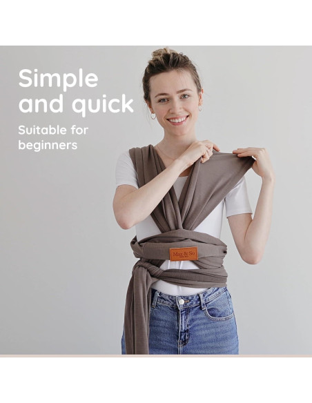 Fular Portabebés Algodón Premium Max&so Gris Tierra 3.6-15.9 kg