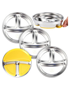 Yinder Platos de Acero Inoxidable para Niños 18.5 cm - 3 Piezas
