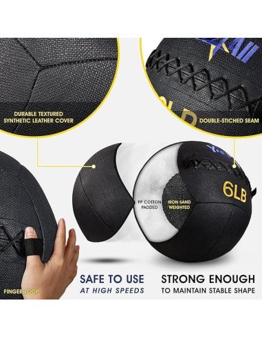 Pelota de Pared Yes4All 2.72 kg de Cuero Suave para Ejercicio