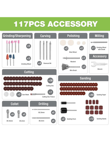 Herramienta Rotativa Inalámbrica WORKPRO 8V con 117 Accesorios