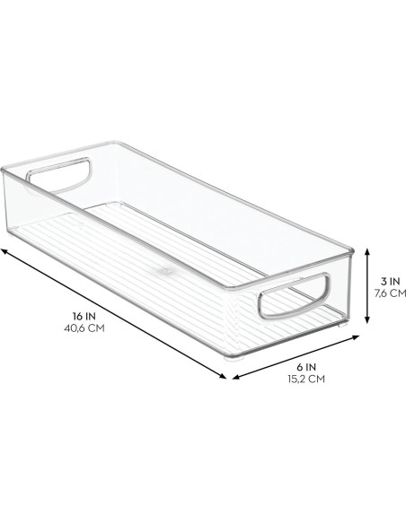Contenedor Apilable de Plástico iDesign 40.6x15.2 cm Transparente