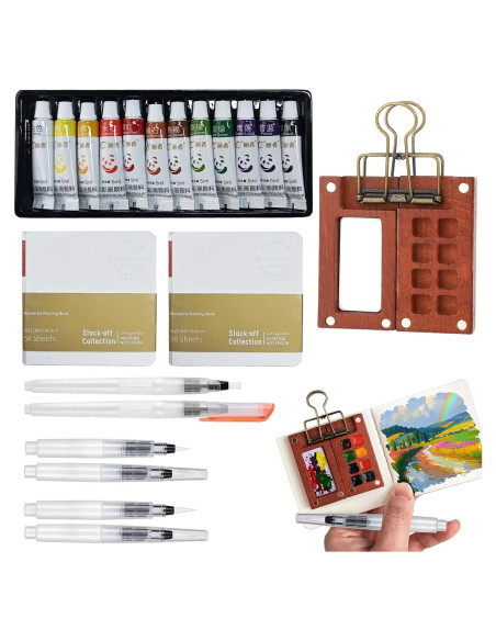 Juego de Acuarelas Portátil Dingshengjie WC01 - 12 Pinturas y Paleta