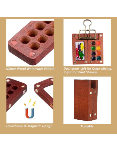 Juego de Acuarelas Portátil Dingshengjie WC01 - 12 Pinturas y Paleta