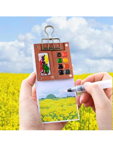 Juego de Acuarelas Portátil Dingshengjie WC01 - 12 Pinturas y Paleta