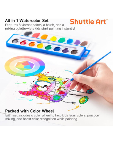 Conjunto de Pintura Acuarela Shuttle Art 60 Paquetes 8 Colores