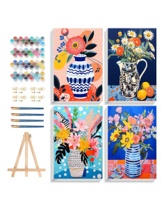 Kit de Pintura por Números Adultos Bleihum Floral 20x30 cm