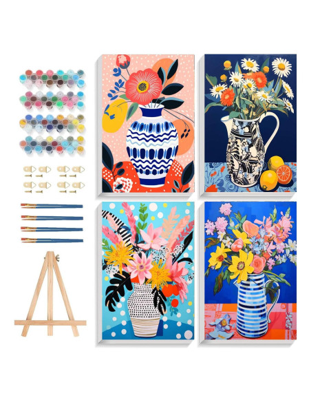 Kit de Pintura por Números Adultos Bleihum Floral 20x30 cm