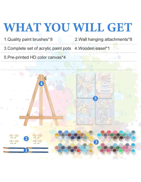 Kit de Pintura por Números Adultos Bleihum Floral 20x30 cm