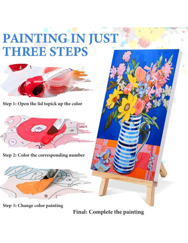 Kit de Pintura por Números Adultos Bleihum Floral 20x30 cm
