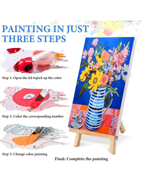 Kit de Pintura por Números Adultos Bleihum Floral 20x30 cm