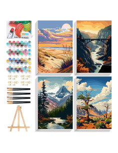 Kit de Pintura por Números PRASIO 4 Paquetes Parques Nacionales 20x30 cm