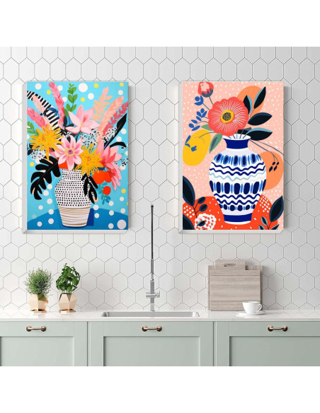 Kit de Pintura por Números Adultos Bleihum Floral 20x30 cm