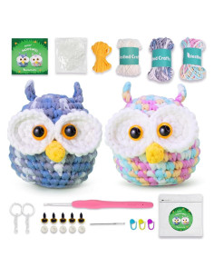 Kit de Crochet NestledCrafts Hootwin para Principiantes - 2 Búhos