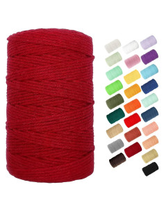 Cuerda de Macramé BYWORLD 3mm 200m Algodón Natural Rojo Vino