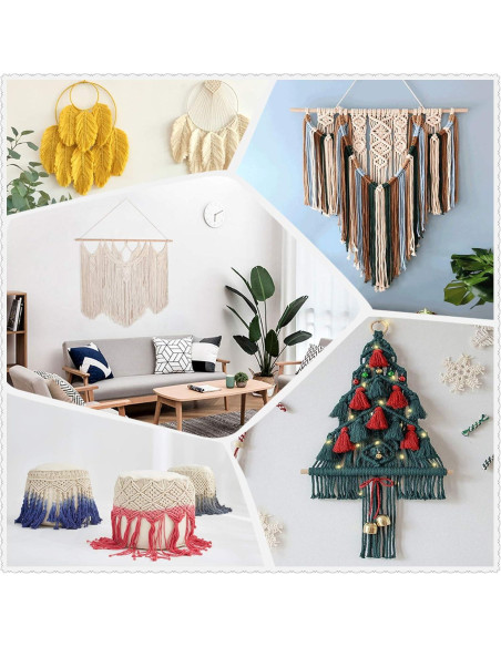 Cuerda de Macramé BYWORLD 3mm 200m Algodón Natural Rojo Vino