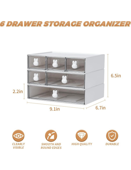 Organizador de Escritorio Jydesicr Blanco 6 Cajones Apilable