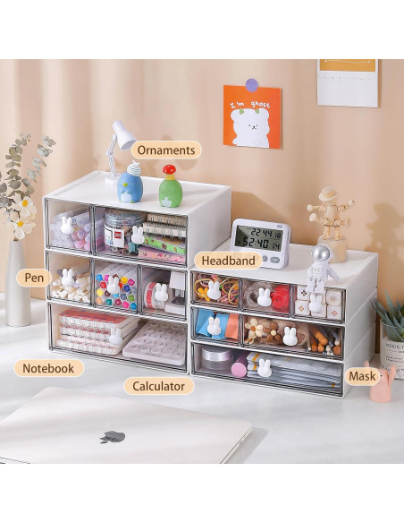 Organizador de Escritorio Jydesicr Blanco 6 Cajones Apilable