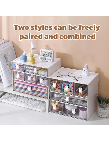 Organizador de Escritorio Jydesicr Blanco 6 Cajones Apilable