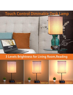 Lámparas de Mesa Táctiles Mindore con Cargador Inalámbrico 15W 2