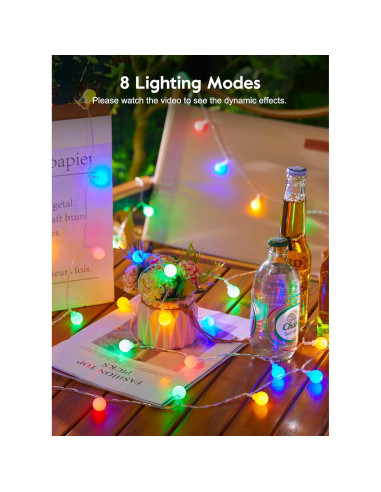 Luces Solares Brightown 60 LED 5.97m Multicolor para Exterior