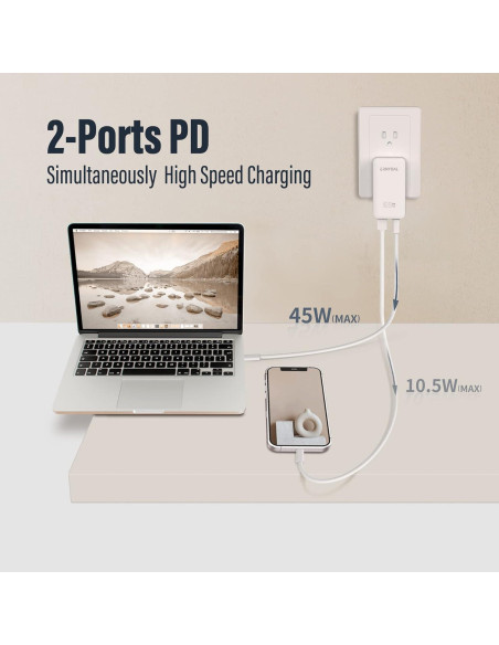 Cargador de pared USB C 65W Ernydal, ultra delgado y rápido Cargador de pared USB C 65W Ernydal, ultra delgado y rápido