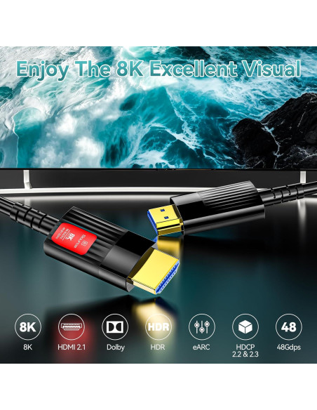 Cable HDMI de fibra óptica 6M Anehmeta 8K 48Gbps HDR