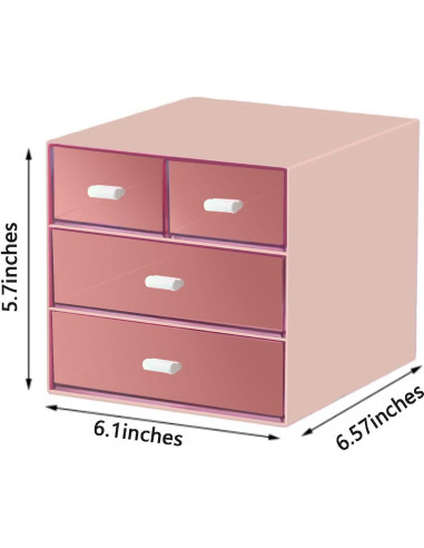 Organizador de Escritorio Zyners Rosa con 4 Cajones Acrílicos