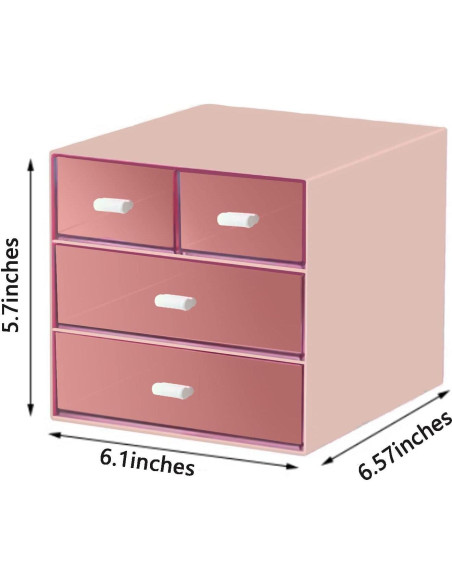 Organizador de Escritorio Zyners Rosa con 4 Cajones Acrílicos