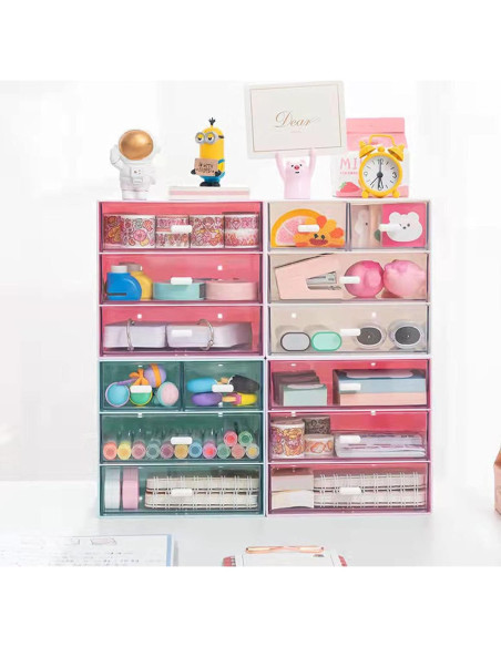 Organizador de Escritorio Zyners Rosa con 4 Cajones Acrílicos