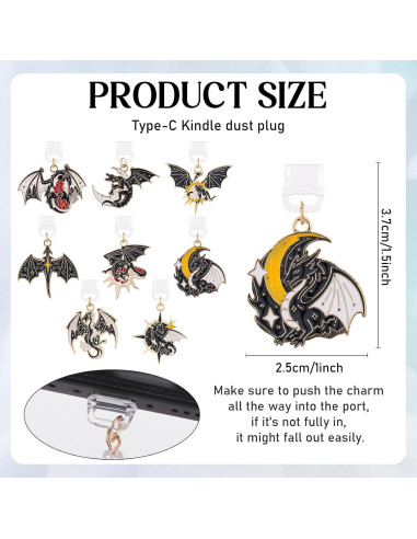 Encantos de Tapón de Polvo Tipo C TAKEALOOKO - 8 Piezas Dragones