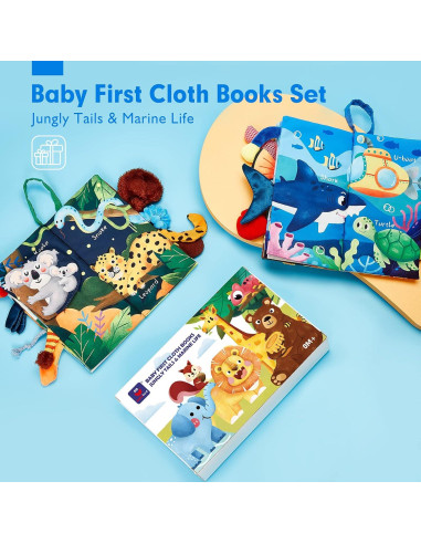 Libros Crinkle para Bebés Hahaland 0-6 Meses 2PCS
