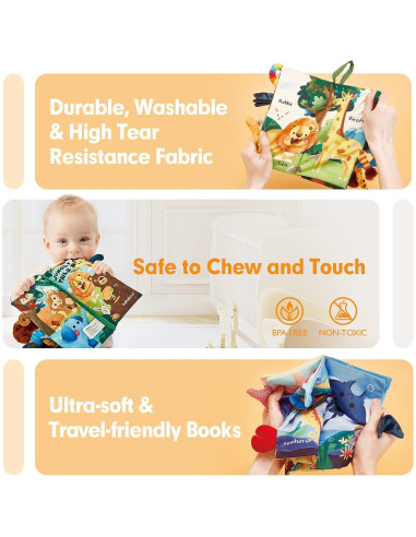 Libros Crinkle para Bebés Hahaland 0-6 Meses 2PCS