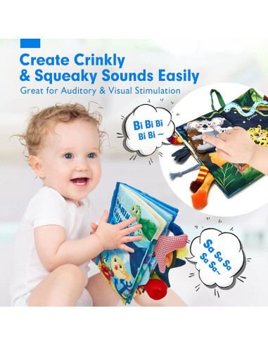 Libros Crinkle para Bebés Hahaland 0-6 Meses 2PCS