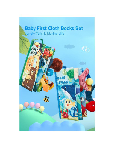Libros Crinkle para Bebés Hahaland 0-6 Meses 2PCS
