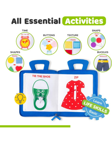 Libro Ocupado Montessori deMoca para Niños 1-3 Años - Actividades de Aviación