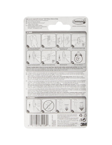 Ganchos de Baño Command Medianos Blancos 2 Piezas Resistentes