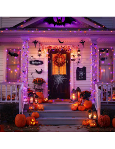 Luces Solares de Halloween JMEXSUSS Naranjas y Moradas 400 LED 2