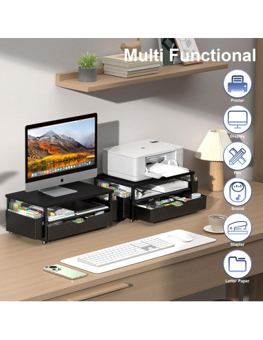 Elevador de Monitor Ergonomico Spacrea con Cajón y Sujetapapeles