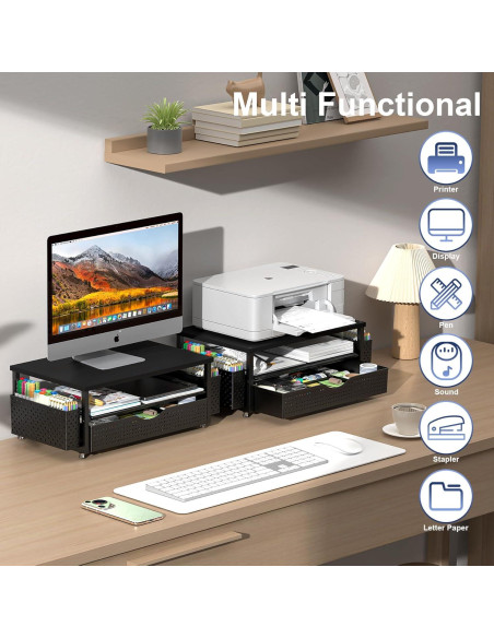 Elevador de Monitor Ergonomico Spacrea con Cajón y Sujetapapeles