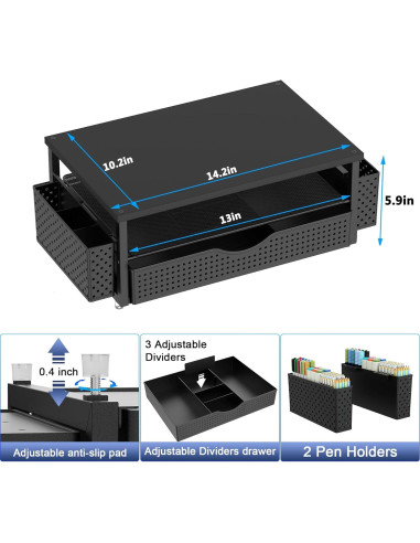 Elevador de Monitor Ergonomico Spacrea con Cajón y Sujetapapeles
