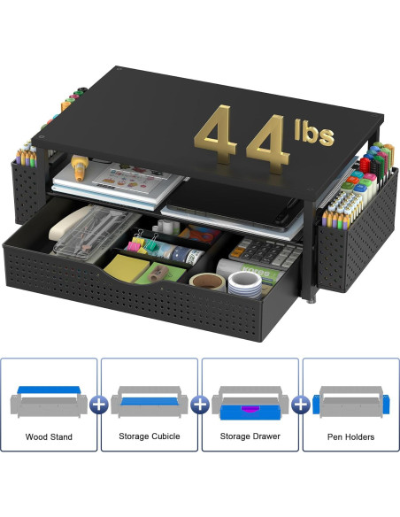 Elevador de Monitor Ergonomico Spacrea con Cajón y Sujetapapeles