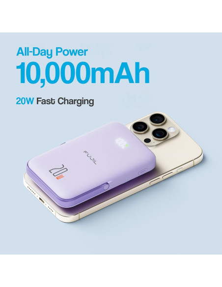 Banco de Poder Magnético 10,000mAh 20W USB-C con Soporte Metal