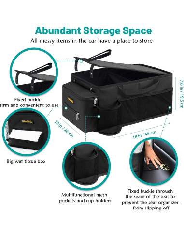 Organizador de Asiento de Coche DiGeeONEGU Plegable 2 Compartimentos