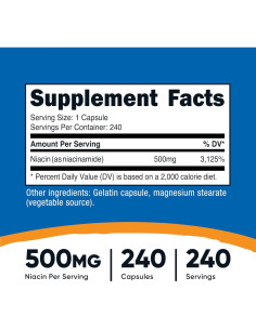 Nutricost Niacinamida 500mg 240 Cápsulas Sin Enrojecimiento 2