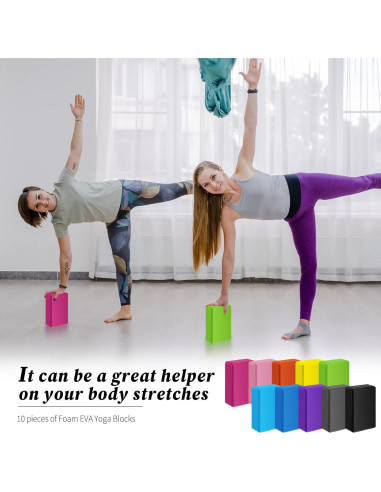 10 Bloques de Yoga EVA Antideslizantes Yilloog 23x15x7.5cm