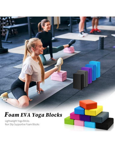 10 Bloques de Yoga EVA Antideslizantes Yilloog 23x15x7.5cm