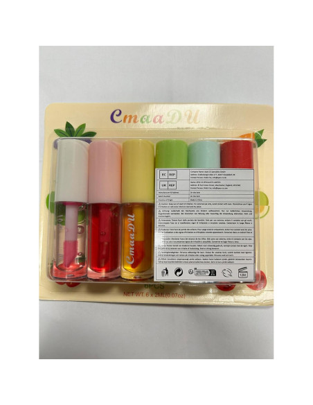 Juego de 6 Aceites Hidratantes para Labios YIBABY - Brillo Frutal