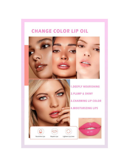 Aceite Labial Mágico Ginaday 2 Pcs Hidratante Color Cambiante